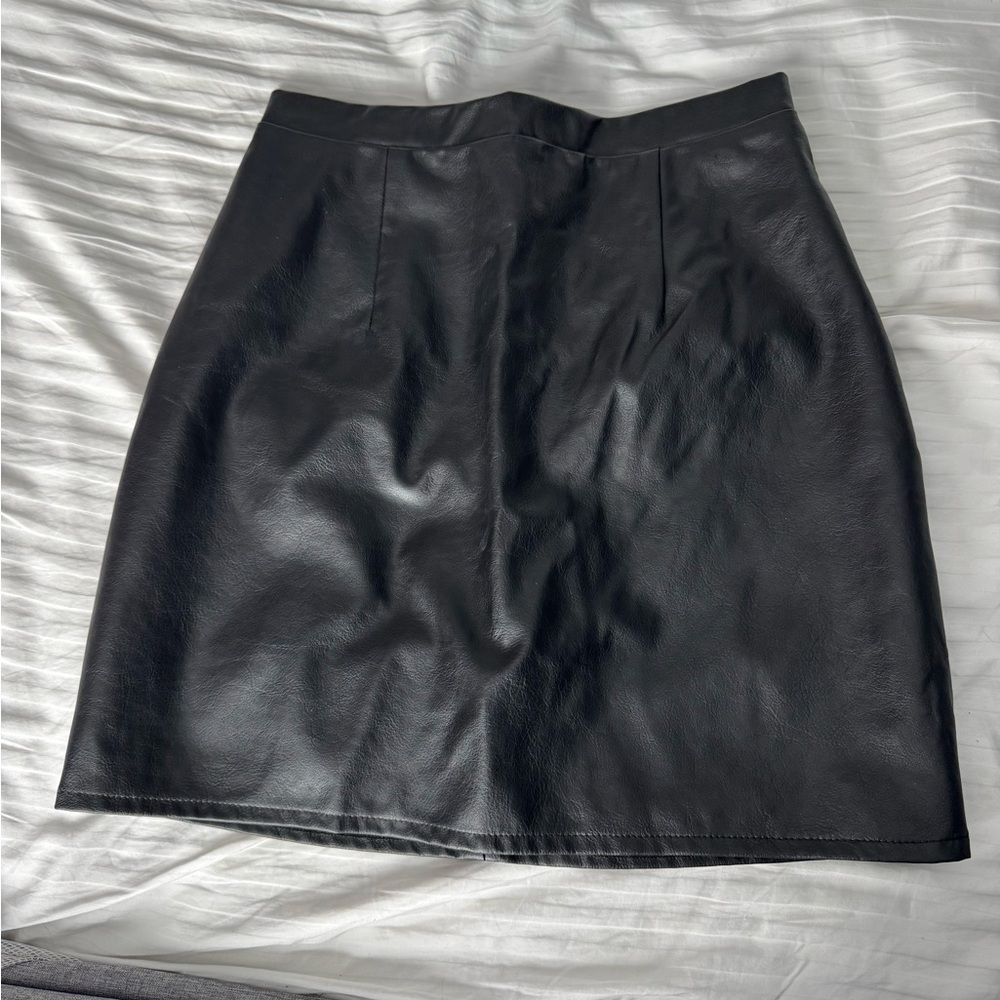 Black Vegan Leather Mini Skirt